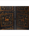 4-Panel Gilt Lacquered Screen with Deer and Floral Design-4. Asian & Chinese Furniture, Art, Antiques, Vintage Home Décor for sale at FEA Home