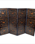 4-Panel Gilt Lacquered Screen with Deer and Floral Design-1. Asian & Chinese Furniture, Art, Antiques, Vintage Home Décor for sale at FEA Home
