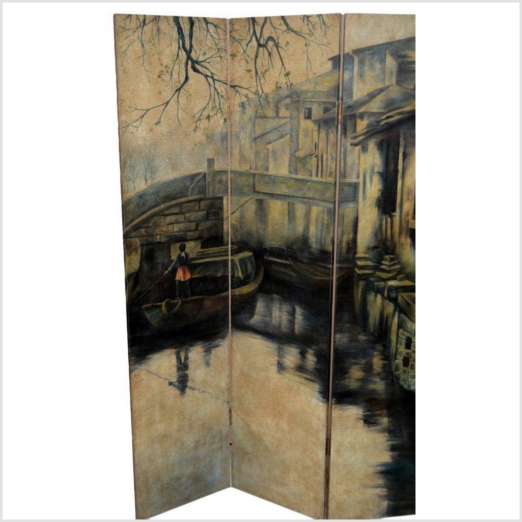 Vintage 4-Panel Painted Screen-3. Asian & Chinese Furniture, Art, Antiques, Vintage Home Décor for sale at FEA Home