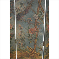 4-Panel Screen Designed with Birds and Flowers