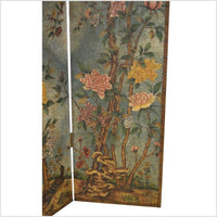 4-Panel Screen Designed with Birds and Flowers