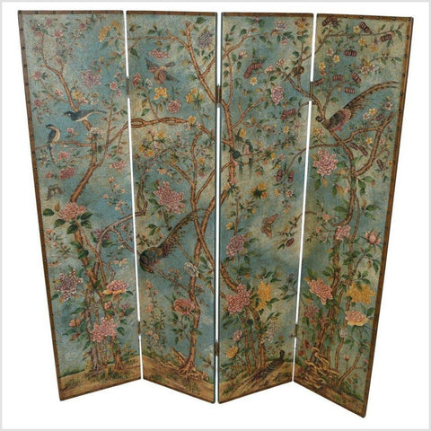 4-Panel Screen Designed with Birds and Flowers-YN2842-1. Asian & Chinese Furniture, Art, Antiques, Vintage Home Décor for sale at FEA Home