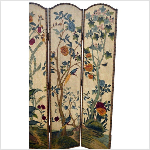 4-Panel Scalloped Style Screen Designed with Trees and Flowers-YN2843-2. Asian & Chinese Furniture, Art, Antiques, Vintage Home Décor for sale at FEA Home