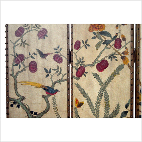 4-Panel Scalloped Style Screen Designed with Trees and Flowers-YN2843-6. Asian & Chinese Furniture, Art, Antiques, Vintage Home Décor for sale at FEA Home