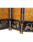 3-Panel Black Lacquered Screen with Gilt Painted Bamboo and Chinese Calligraphic Inscriptions-4. Asian & Chinese Furniture, Art, Antiques, Vintage Home Décor for sale at FEA Home