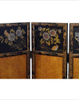 3-Panel Black Lacquered Screen with Gilt Painted Bamboo and Chinese Calligraphic Inscriptions-2. Asian & Chinese Furniture, Art, Antiques, Vintage Home Décor for sale at FEA Home