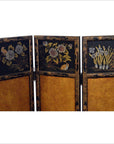 3-Panel Black Lacquered Screen with Gilt Painted Bamboo and Chinese Calligraphic Inscriptions-6. Asian & Chinese Furniture, Art, Antiques, Vintage Home Décor for sale at FEA Home