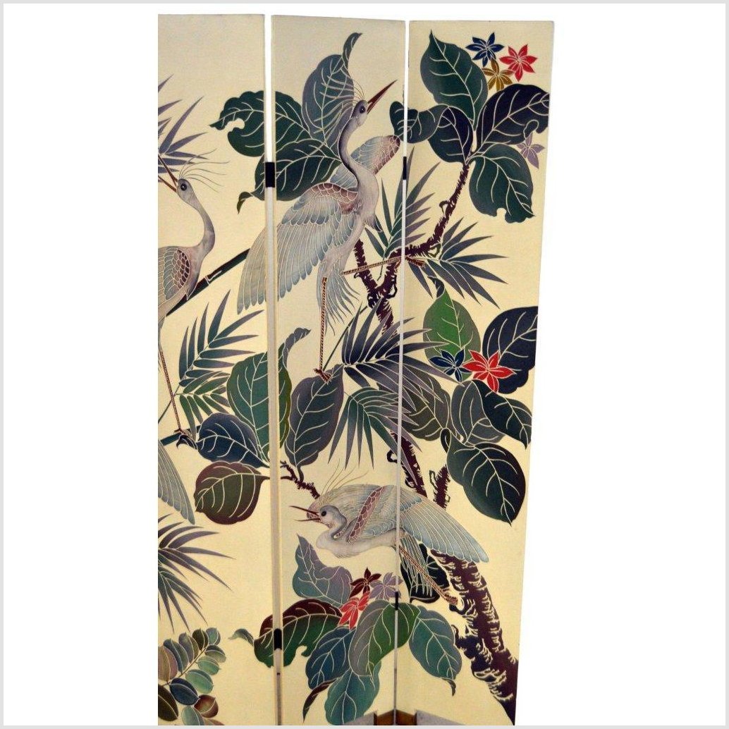 4-Panel Screen Designed with Cranes and Tropical Plants-YN2850-7. Asian & Chinese Furniture, Art, Antiques, Vintage Home Décor for sale at FEA Home