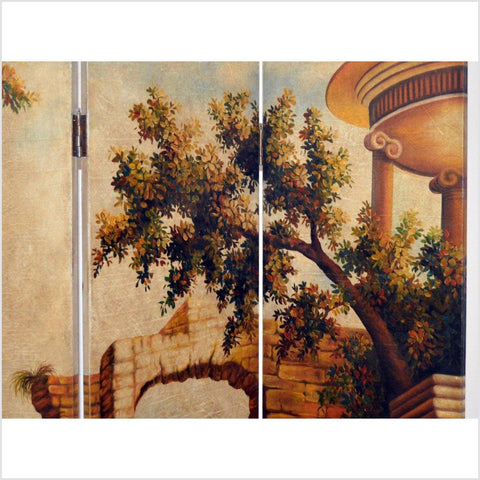 4-Panel Screen Painted with a European Village Scene-YN2856 / YN2895-7. Asian & Chinese Furniture, Art, Antiques, Vintage Home Décor for sale at FEA Home