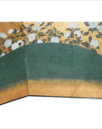 Wide Panel Gold Screen and White Cotton Roses-5. Asian & Chinese Furniture, Art, Antiques, Vintage Home Décor for sale at FEA Home