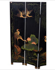 4-Panel Black Lacquered Chinoiserie Screen-2. Asian & Chinese Furniture, Art, Antiques, Vintage Home Décor for sale at FEA Home