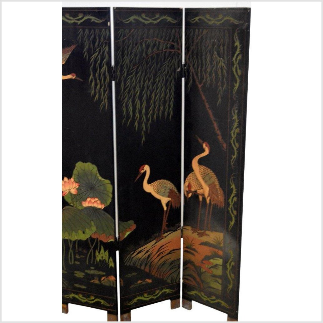 4-Panel Black Lacquered Chinoiserie Screen-3. Asian & Chinese Furniture, Art, Antiques, Vintage Home Décor for sale at FEA Home
