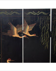 4-Panel Black Lacquered Chinoiserie Screen-4. Asian & Chinese Furniture, Art, Antiques, Vintage Home Décor for sale at FEA Home