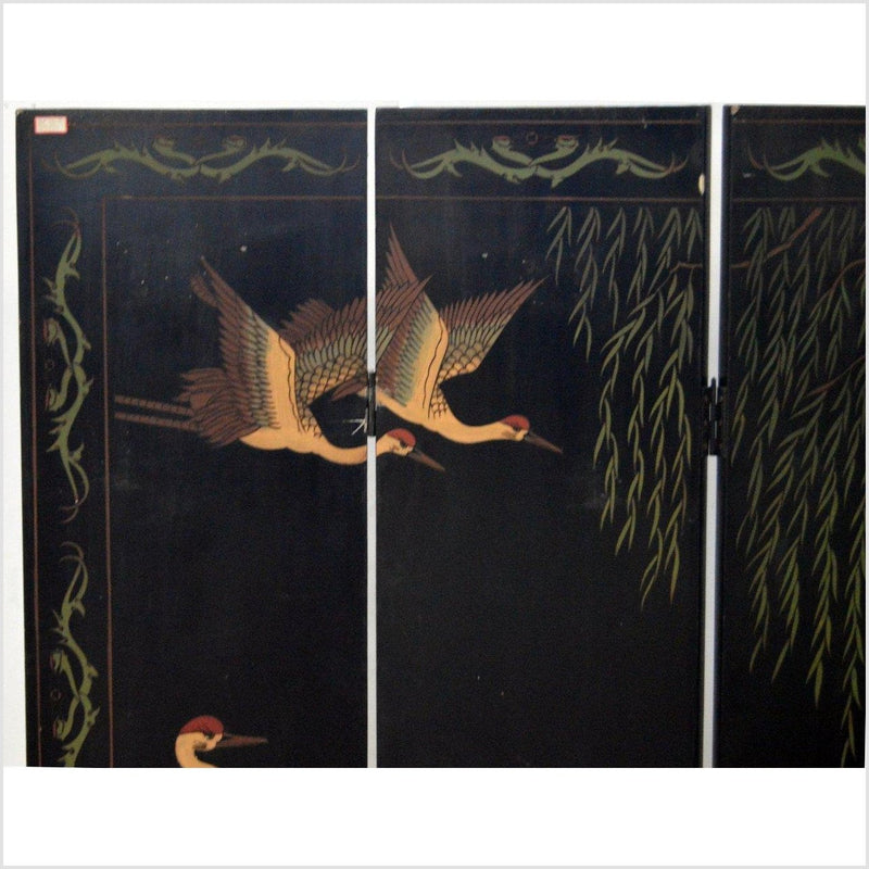 4-Panel Black Lacquered Chinoiserie Screen-YN2872-4. Asian & Chinese Furniture, Art, Antiques, Vintage Home Décor for sale at FEA Home
