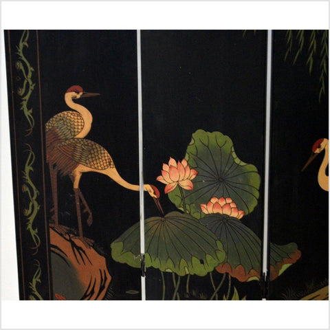 4-Panel Black Lacquered Chinoiserie Screen-YN2872-5. Asian & Chinese Furniture, Art, Antiques, Vintage Home Décor for sale at FEA Home