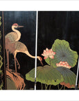 4-Panel Black Lacquered Chinoiserie Screen-7. Asian & Chinese Furniture, Art, Antiques, Vintage Home Décor for sale at FEA Home