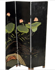 4-Panel Black Lacquered Chinoiserie Screen-9. Asian & Chinese Furniture, Art, Antiques, Vintage Home Décor for sale at FEA Home