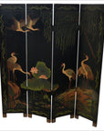 4-Panel Black Lacquered Chinoiserie Screen-1. Asian & Chinese Furniture, Art, Antiques, Vintage Home Décor for sale at FEA Home