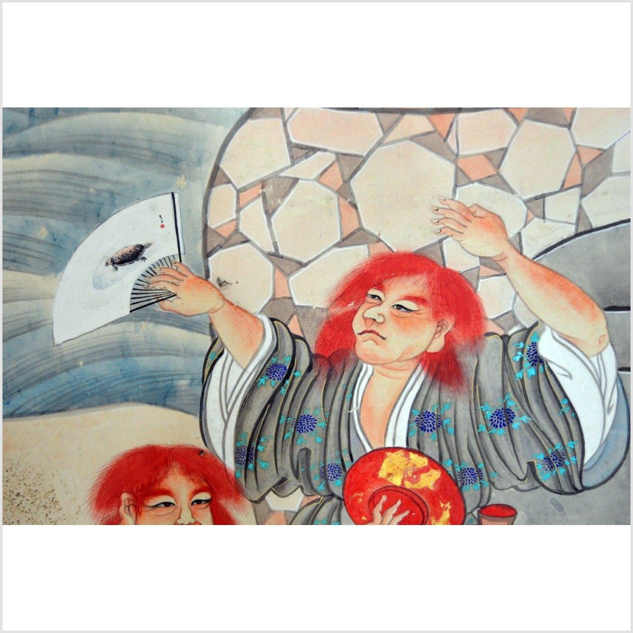 2-Panel Screen Showing Fictional Characters-6. Asian & Chinese Furniture, Art, Antiques, Vintage Home Décor for sale at FEA Home
