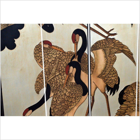 4-Panel Japanese Style Screen Designed with Cranes-YN2879 / YN2886-5. Asian & Chinese Furniture, Art, Antiques, Vintage Home Décor for sale at FEA Home