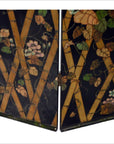 4-Panel Black Screen with Bamboo Frame and Designed with Bamboo and Flowers-6. Asian & Chinese Furniture, Art, Antiques, Vintage Home Décor for sale at FEA Home
