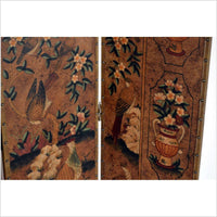 6-Panel Screen with Flowers, Birds and Roosters