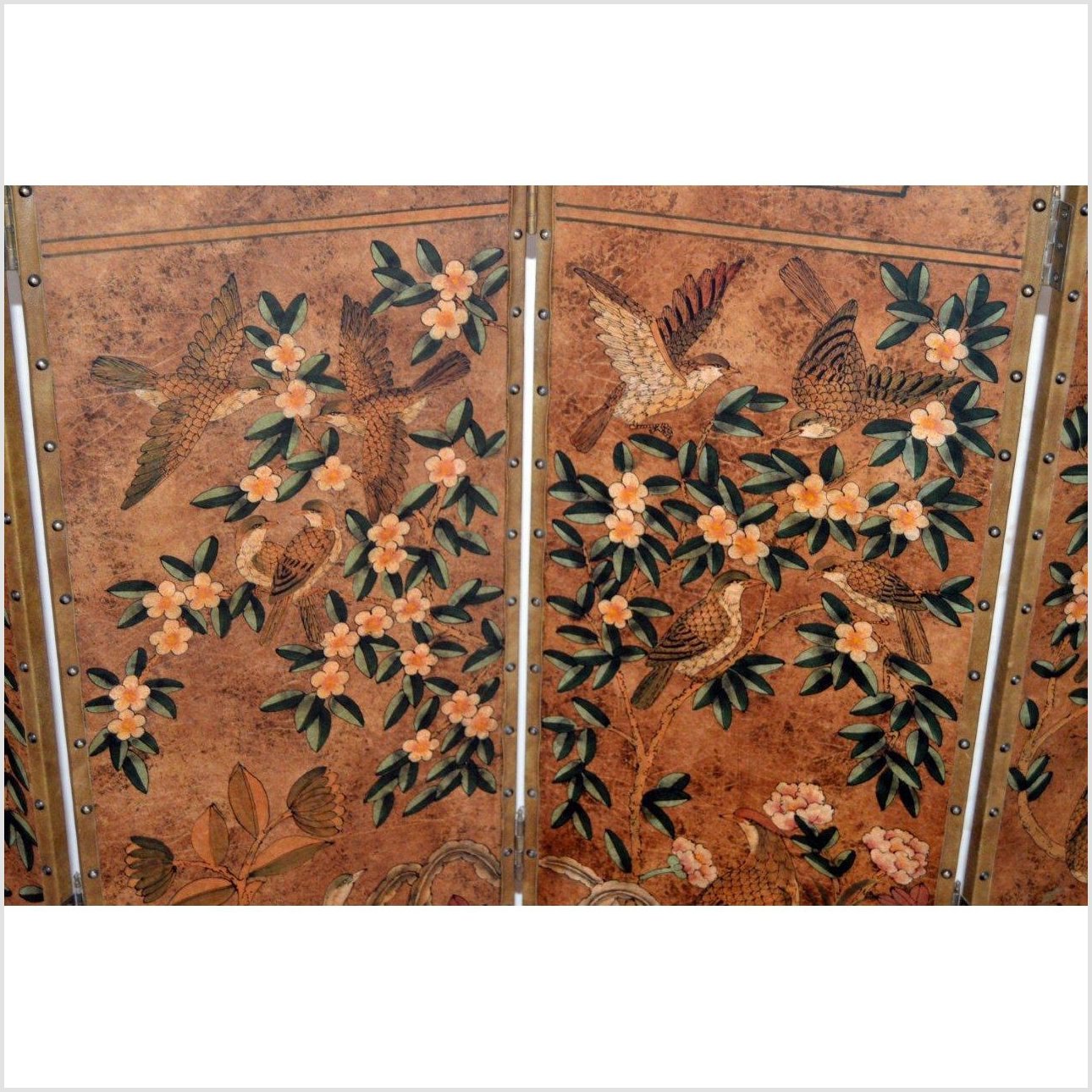 6-Panel Screen with Flowers, Birds and Roosters-12. Asian & Chinese Furniture, Art, Antiques, Vintage Home Décor for sale at FEA Home