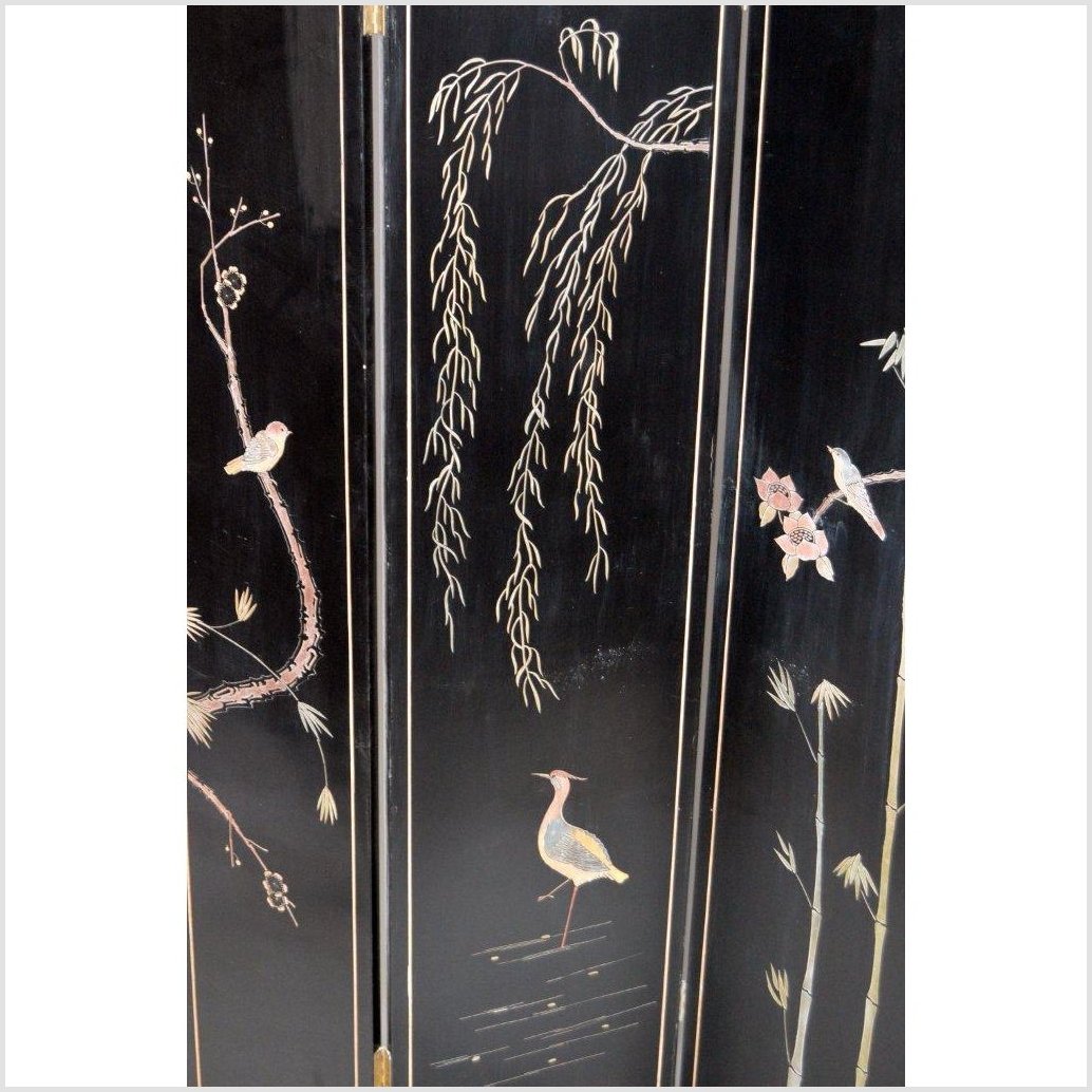 4-Panel Black Screen Designed with Trees, Birds and Flowers-YN2889-3. Asian & Chinese Furniture, Art, Antiques, Vintage Home Décor for sale at FEA Home