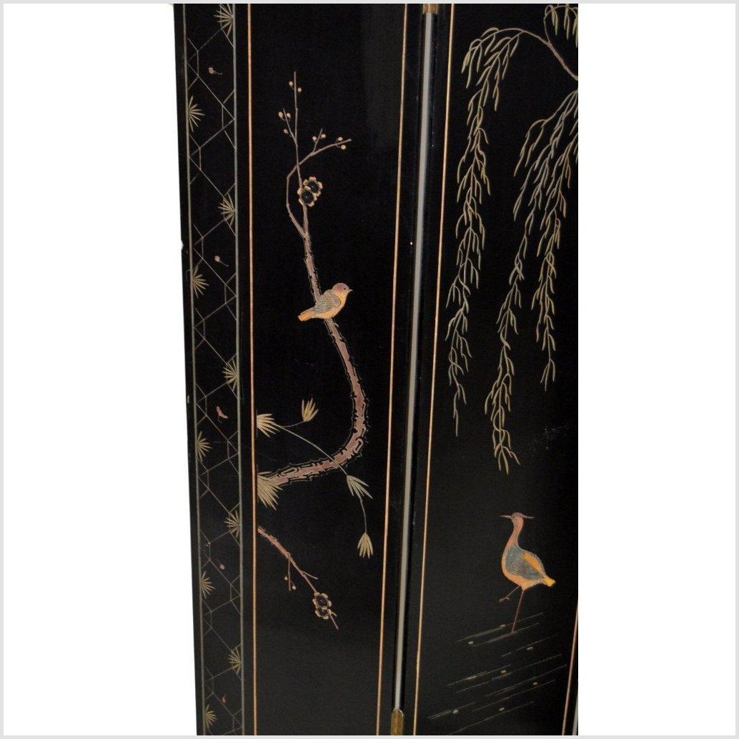 4-Panel Black Screen Designed with Trees, Birds and Flowers-YN2889-2. Asian & Chinese Furniture, Art, Antiques, Vintage Home Décor for sale at FEA Home
