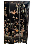 4-Panel Black Screen with Chinoiseries of Flowers, Trees and Birds-2. Asian & Chinese Furniture, Art, Antiques, Vintage Home Décor for sale at FEA Home