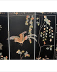 4-Panel Black Screen with Chinoiseries of Flowers, Trees and Birds-4. Asian & Chinese Furniture, Art, Antiques, Vintage Home Décor for sale at FEA Home