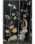 4-Panel Black Screen with Chinoiseries of Flowers, Trees and Birds-5. Asian & Chinese Furniture, Art, Antiques, Vintage Home Décor for sale at FEA Home