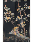 4-Panel Black Screen with Chinoiseries of Flowers, Trees and Birds-6. Asian & Chinese Furniture, Art, Antiques, Vintage Home Décor for sale at FEA Home