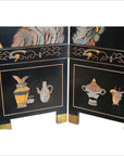 4-Panel Black Screen with Chinoiseries of Flowers, Trees and Birds-7. Asian & Chinese Furniture, Art, Antiques, Vintage Home Décor for sale at FEA Home