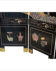 4-Panel Black Screen with Chinoiseries of Flowers, Trees and Birds-8. Asian & Chinese Furniture, Art, Antiques, Vintage Home Décor for sale at FEA Home