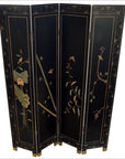 4-Panel Black Screen with Chinoiseries of Flowers, Trees and Birds-9. Asian & Chinese Furniture, Art, Antiques, Vintage Home Décor for sale at FEA Home