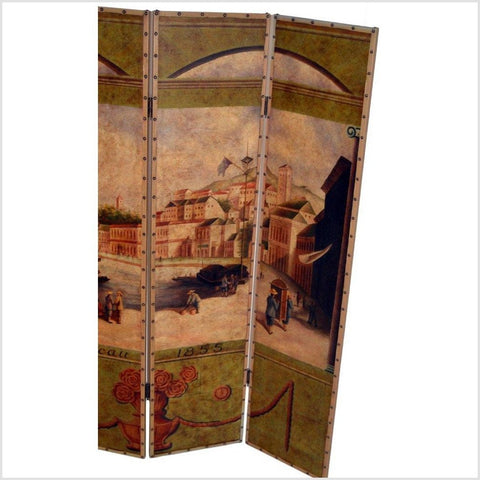 4-Panel Screen Showing Mid-1800s Macau-YN2900-3. Asian & Chinese Furniture, Art, Antiques, Vintage Home Décor for sale at FEA Home