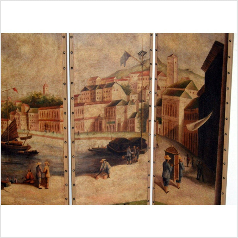 4-Panel Screen Showing Mid-1800s Macau-YN2900-4. Asian & Chinese Furniture, Art, Antiques, Vintage Home Décor for sale at FEA Home