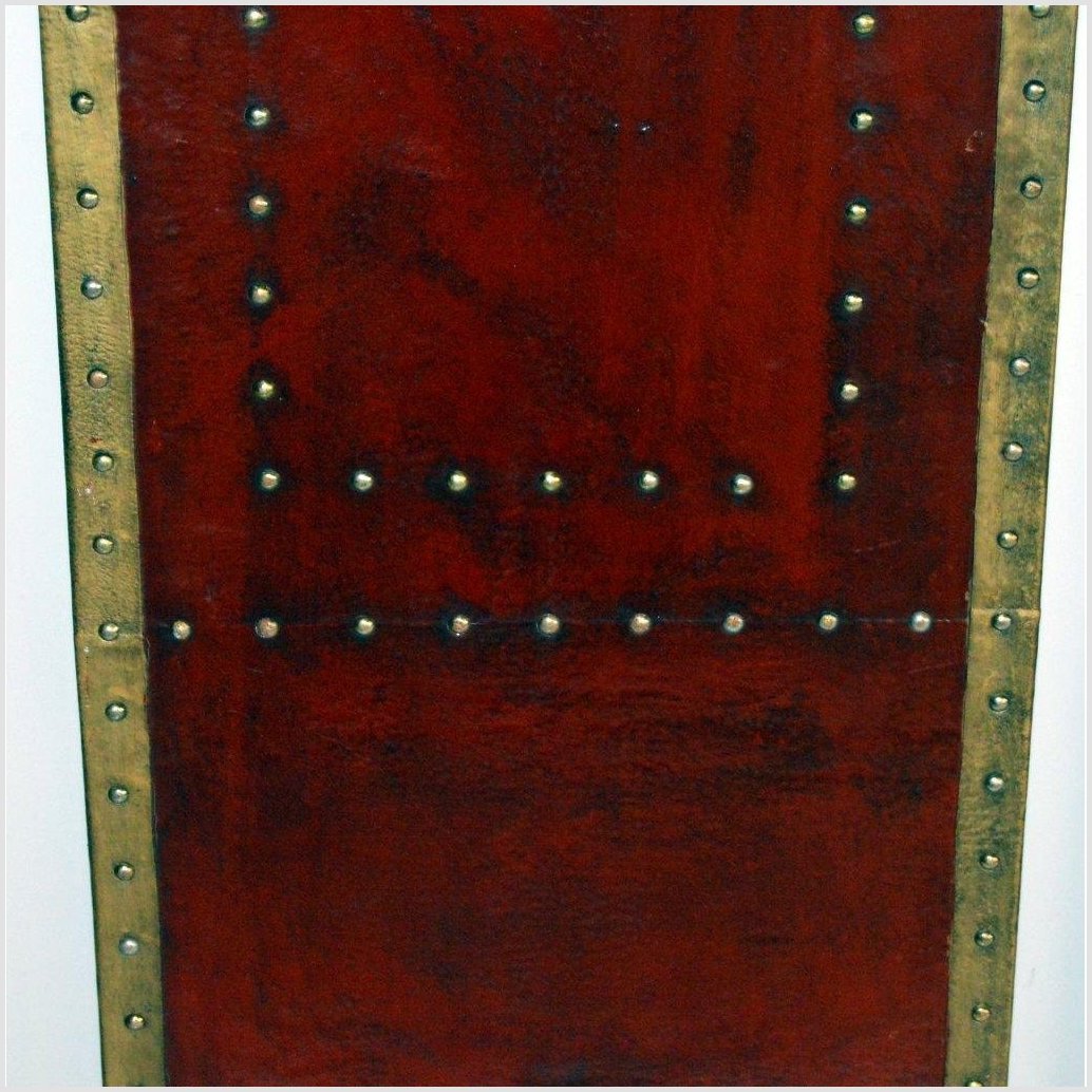 4-Panel Oxblood Screen with Gold Accents and Rivets-YN2903-4. Asian & Chinese Furniture, Art, Antiques, Vintage Home Décor for sale at FEA Home