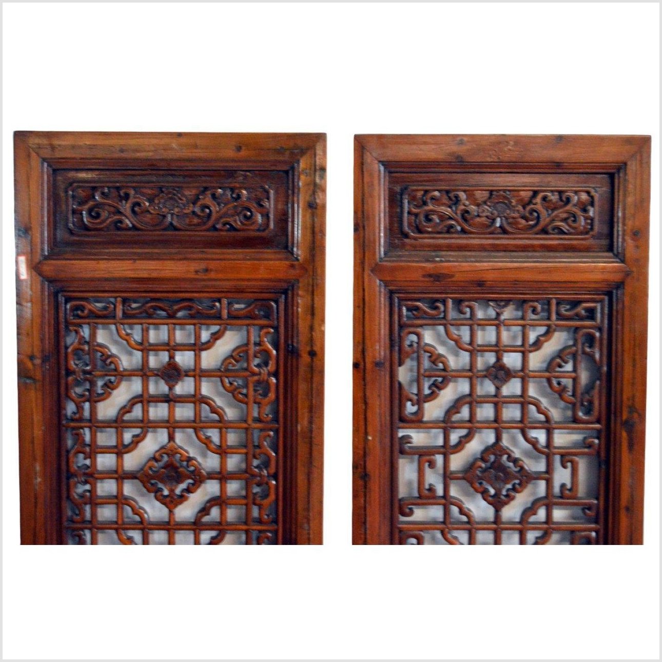 2-Panel Wooden Screen with Open Fretwork-2. Asian & Chinese Furniture, Art, Antiques, Vintage Home Décor for sale at FEA Home