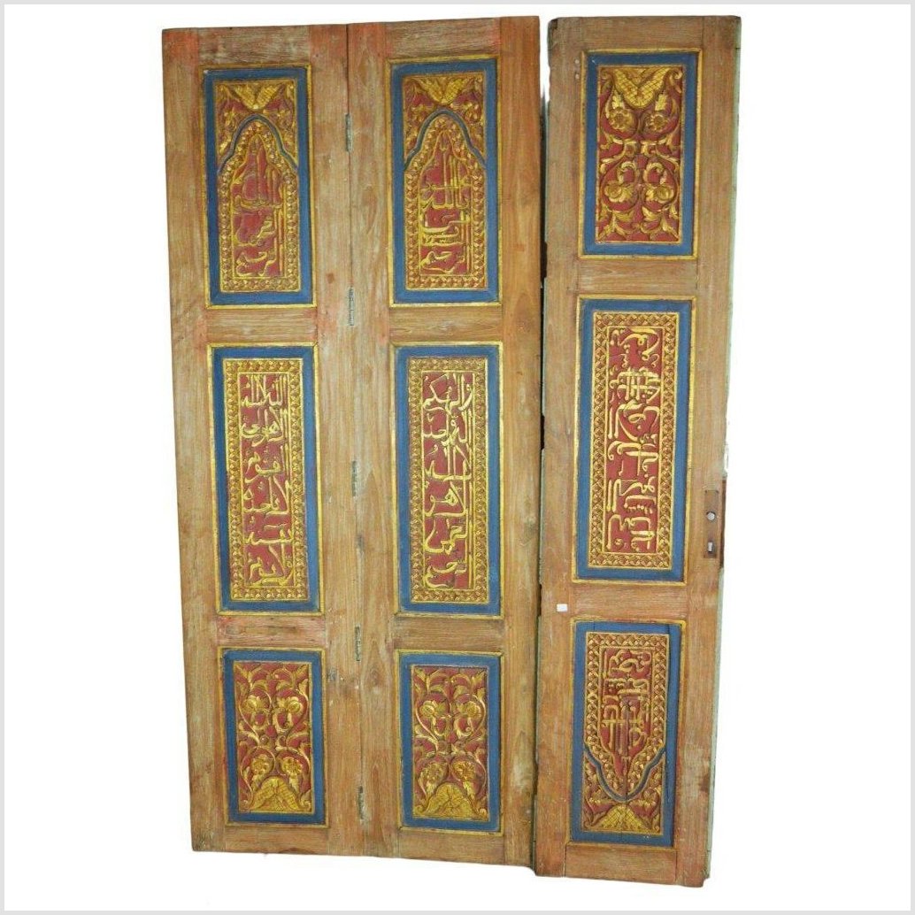 6-Panel Carved Wooden Screen with Indian Calligraphic Inscriptions-YN2917-3. Asian & Chinese Furniture, Art, Antiques, Vintage Home Décor for sale at FEA Home