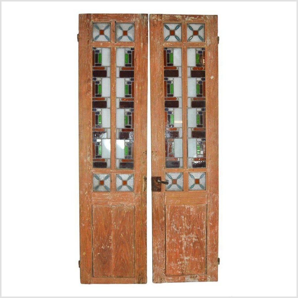 2-Panel Wood Screen with Stained Glass-11. Asian & Chinese Furniture, Art, Antiques, Vintage Home Décor for sale at FEA Home