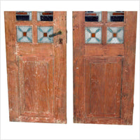 2-Panel Wood Screen with Stained Glass