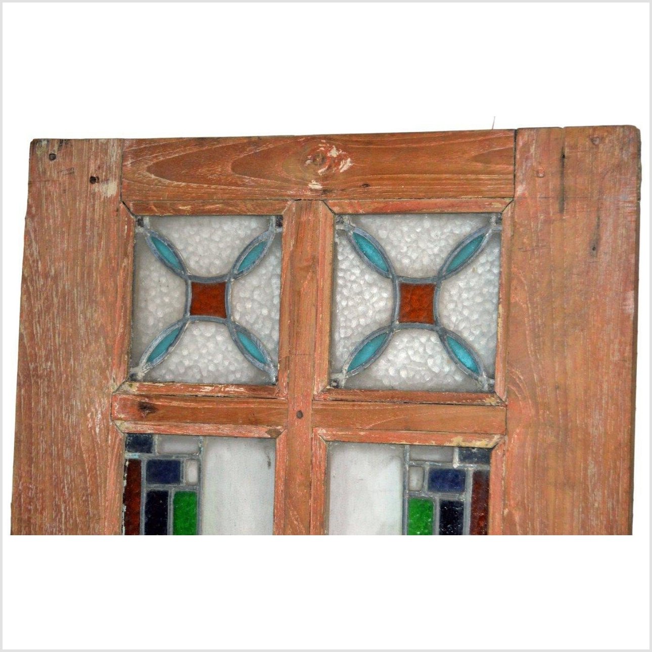 2-Panel Wood Screen with Stained Glass-4. Asian & Chinese Furniture, Art, Antiques, Vintage Home Décor for sale at FEA Home