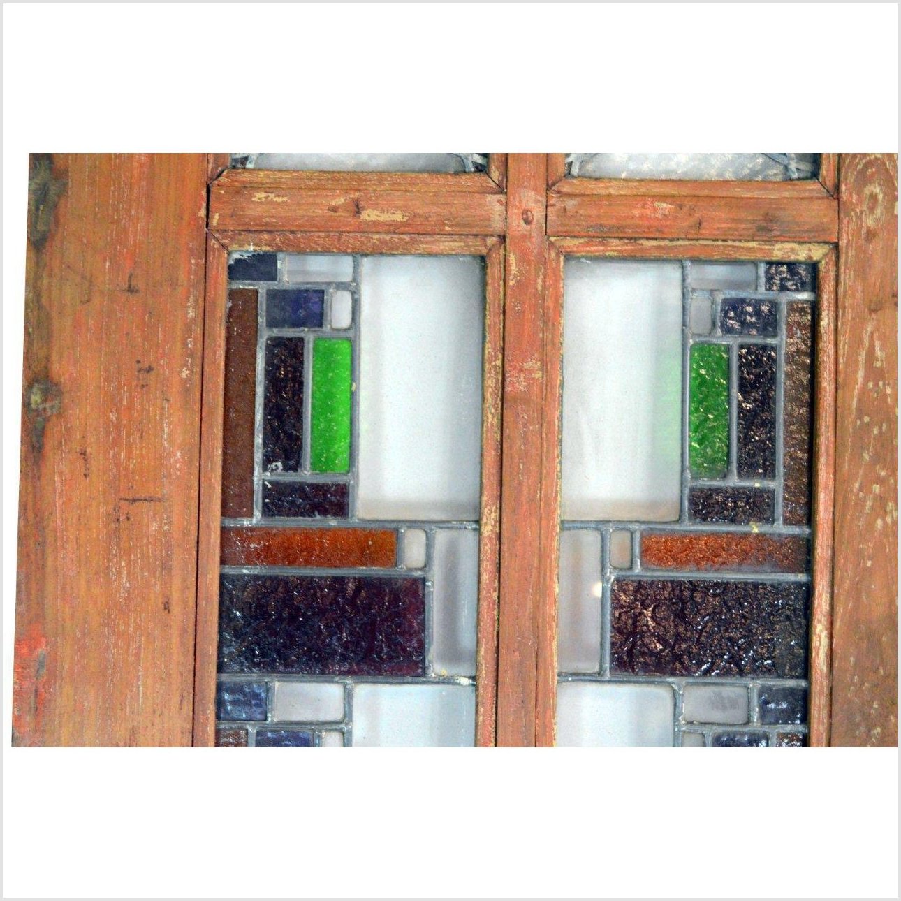 2-Panel Wood Screen with Stained Glass-8. Asian & Chinese Furniture, Art, Antiques, Vintage Home Décor for sale at FEA Home