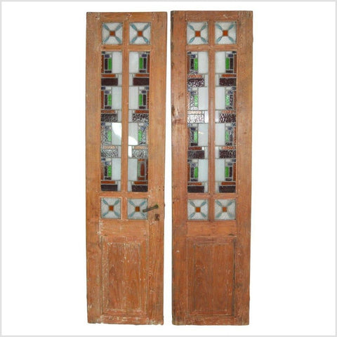 2-Panel Wood Screen with Stained Glass-YN2924-1. Asian & Chinese Furniture, Art, Antiques, Vintage Home Décor for sale at FEA Home