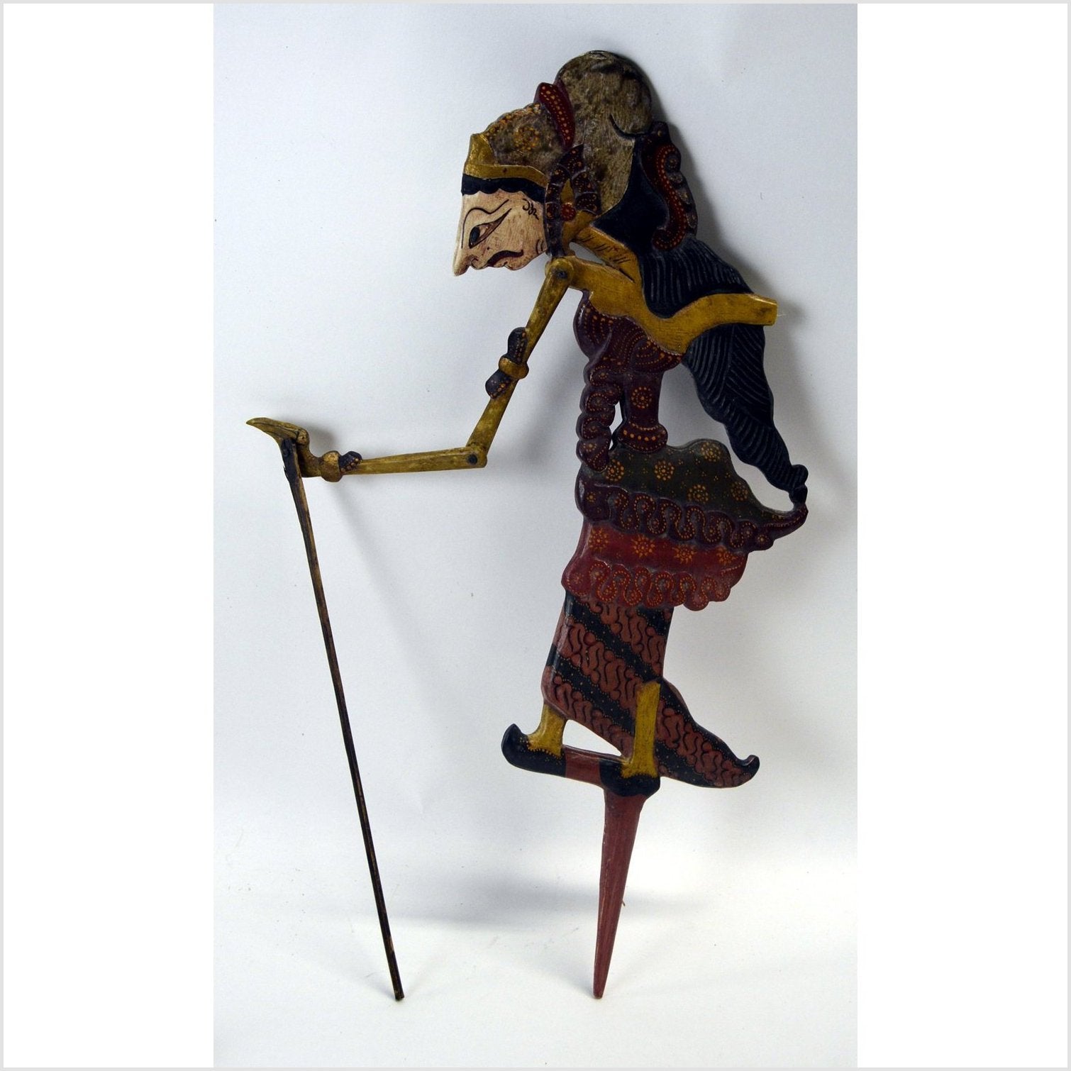 Set of 3 Wooden Wayang Kulit Indonesian Shadow Puppets-13. Asian & Chinese Furniture, Art, Antiques, Vintage Home Décor for sale at FEA Home