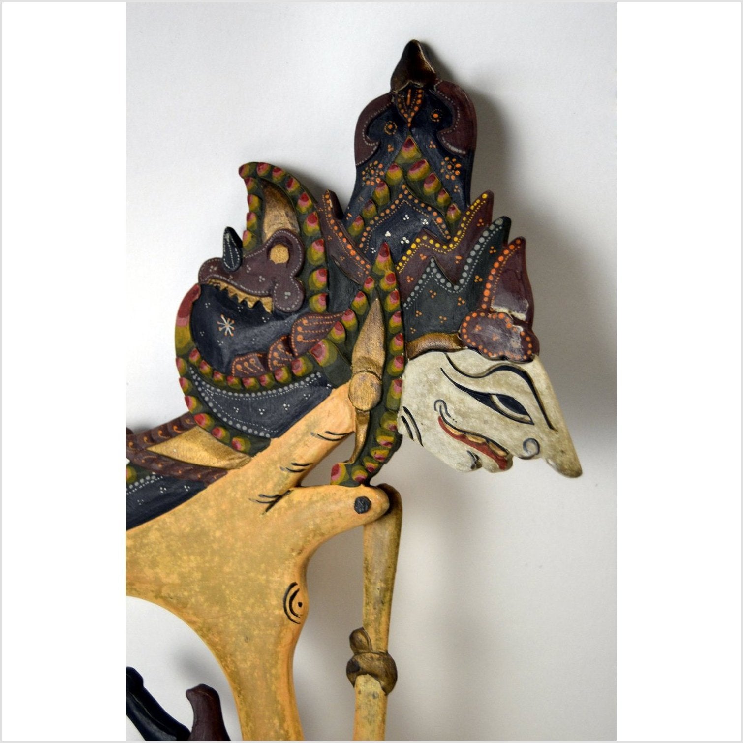 Set of 3 Wooden Wayang Kulit Indonesian Shadow Puppets-3. Asian & Chinese Furniture, Art, Antiques, Vintage Home Décor for sale at FEA Home