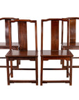 Set of Four Chinese Elmwood Dark Patina Scholar's Ceremonial Side Chairs-1. Asian & Chinese Furniture, Art, Antiques, Vintage Home Décor for sale at FEA Home