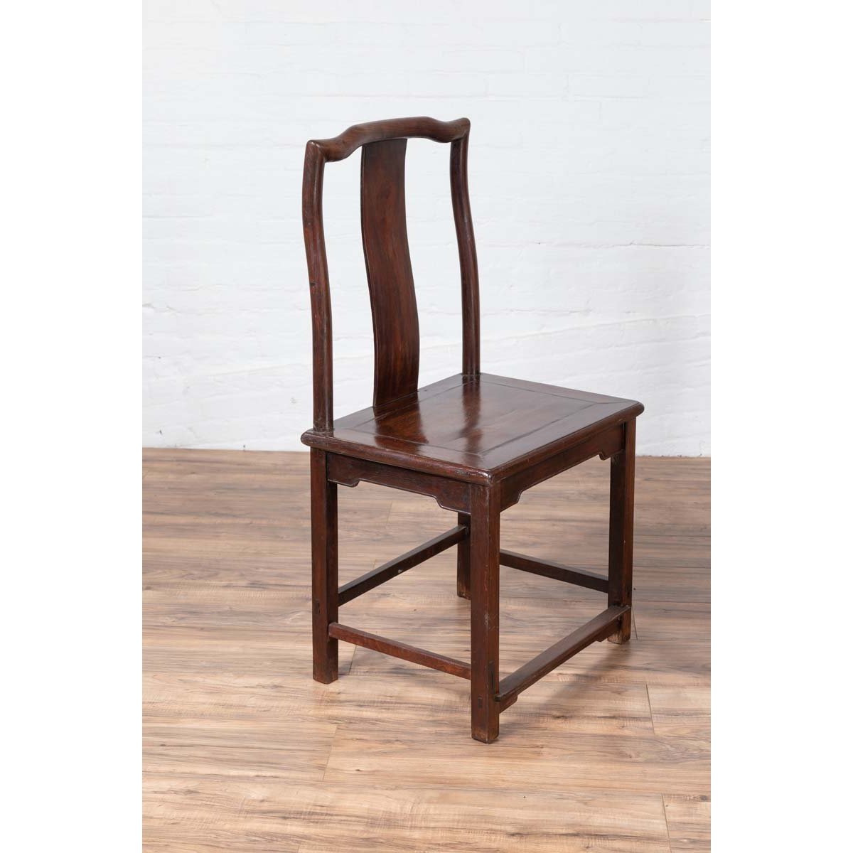 Set of Four Chinese Elmwood Dark Patina Scholar's Ceremonial Side Chairs-9. Asian & Chinese Furniture, Art, Antiques, Vintage Home Décor for sale at FEA Home